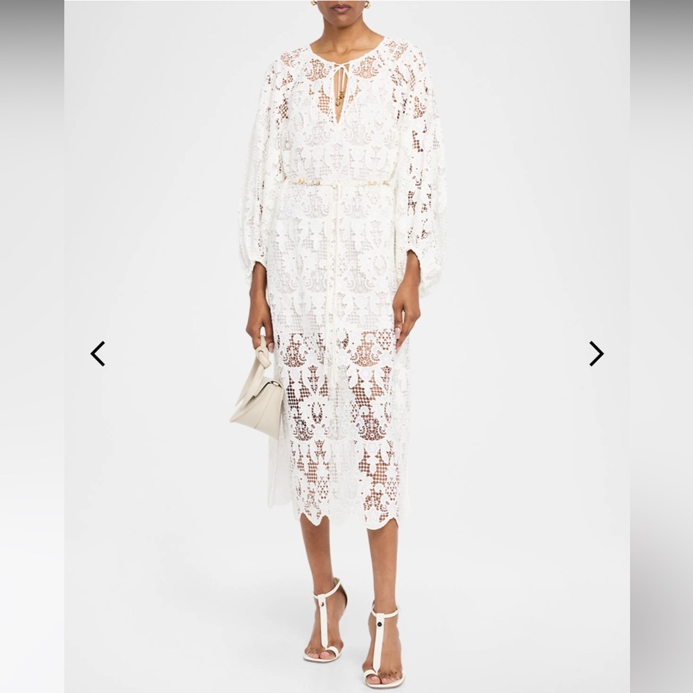 Final Price Zimmermann Coro Long Sleeve Guipure Lace Dress Ivory Various